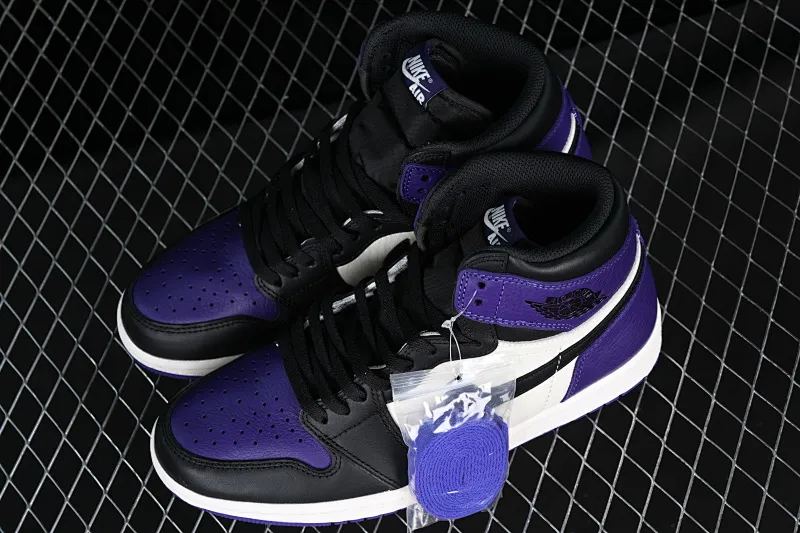 All categories Air Jordan Jordan series basketball shoes Air Jordan 1 High Pure original Air Jordan 1 Court Purple AJ1 Joe 1 black purple toe basketball shoes 555088-501